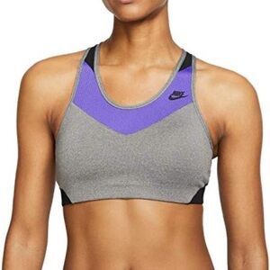NWT Nike Womens Size M Purple/Gray Wireless Padded DriFit Racerback Sports Bra